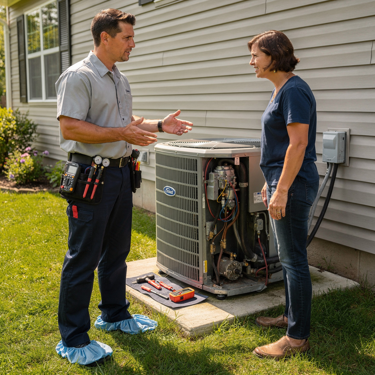 Heat pump repair service scene